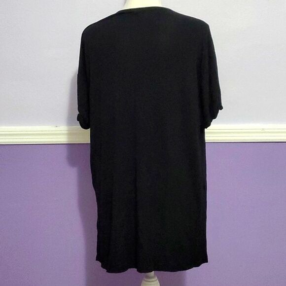 Color Thread Classic Black Soft Modal Short Sleeve Slouchy Top Athleisure - Picture 5 of 7